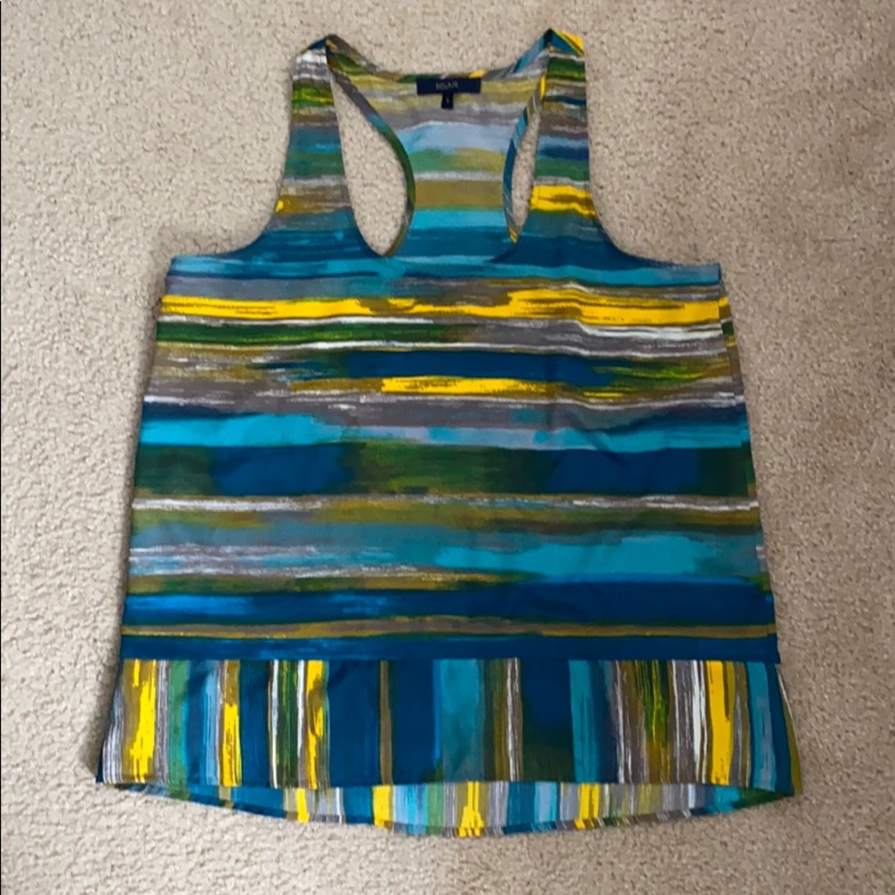 Eclair Racerback Tank Top w/ multicolor stripes